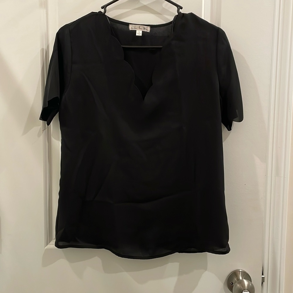 Black scalloped sleeve and neckline Nine Britton blouse